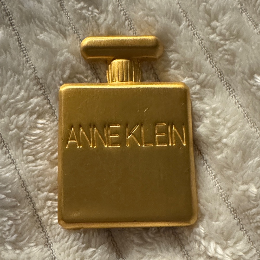 Anne Klein Signature Matte Goldtone Perfume Bottle Brooch Pin